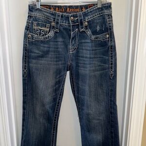 Rock Revival Jeans Sebastian Straight Women’s 30x29 Embroidered Sequin Dark Wash